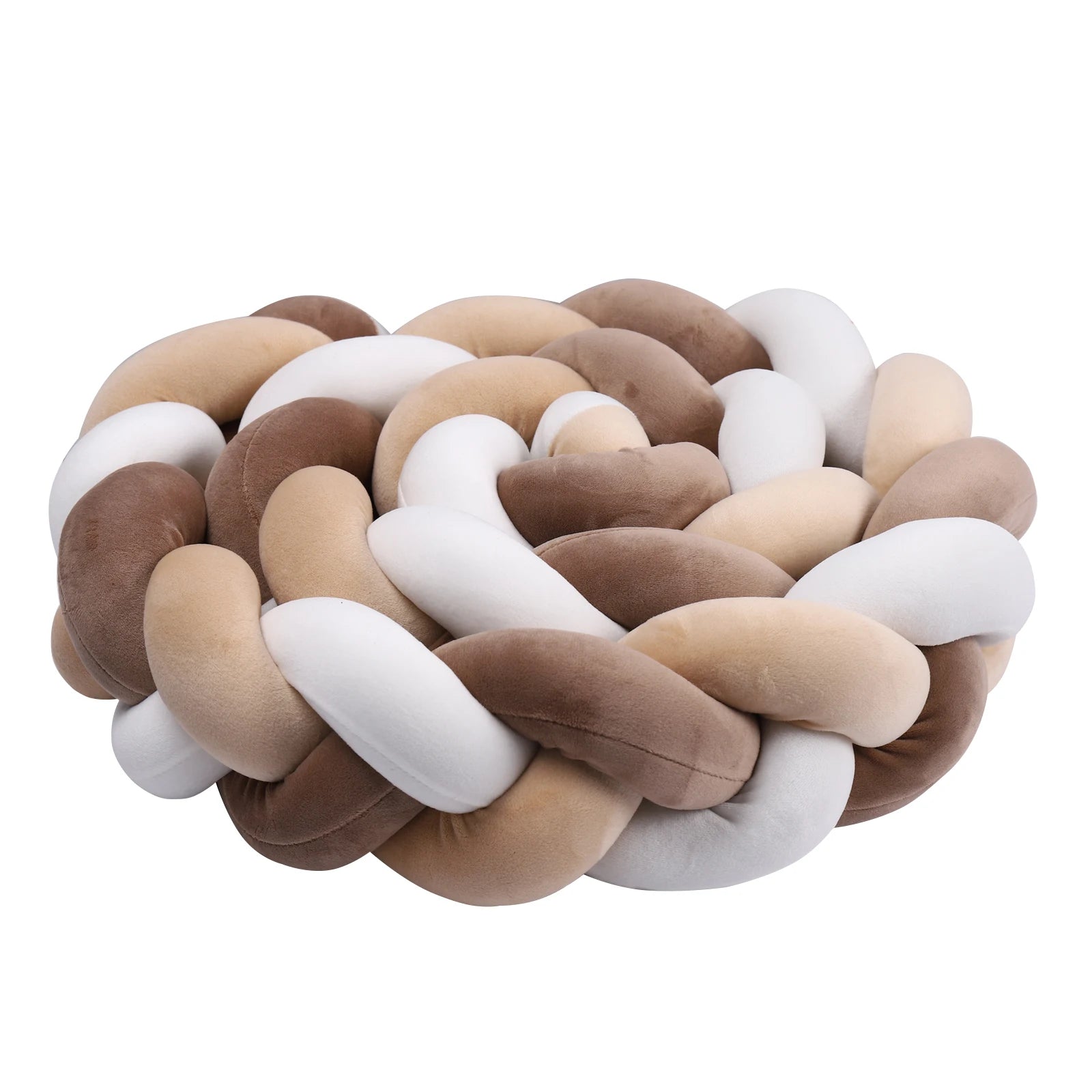 SMOVO Braid Bettumrandung in Beige/Weiß/Braun – 
dreifarbig geflochtener Babybett Bumper, 
zeitlos & geschlechtsneutral