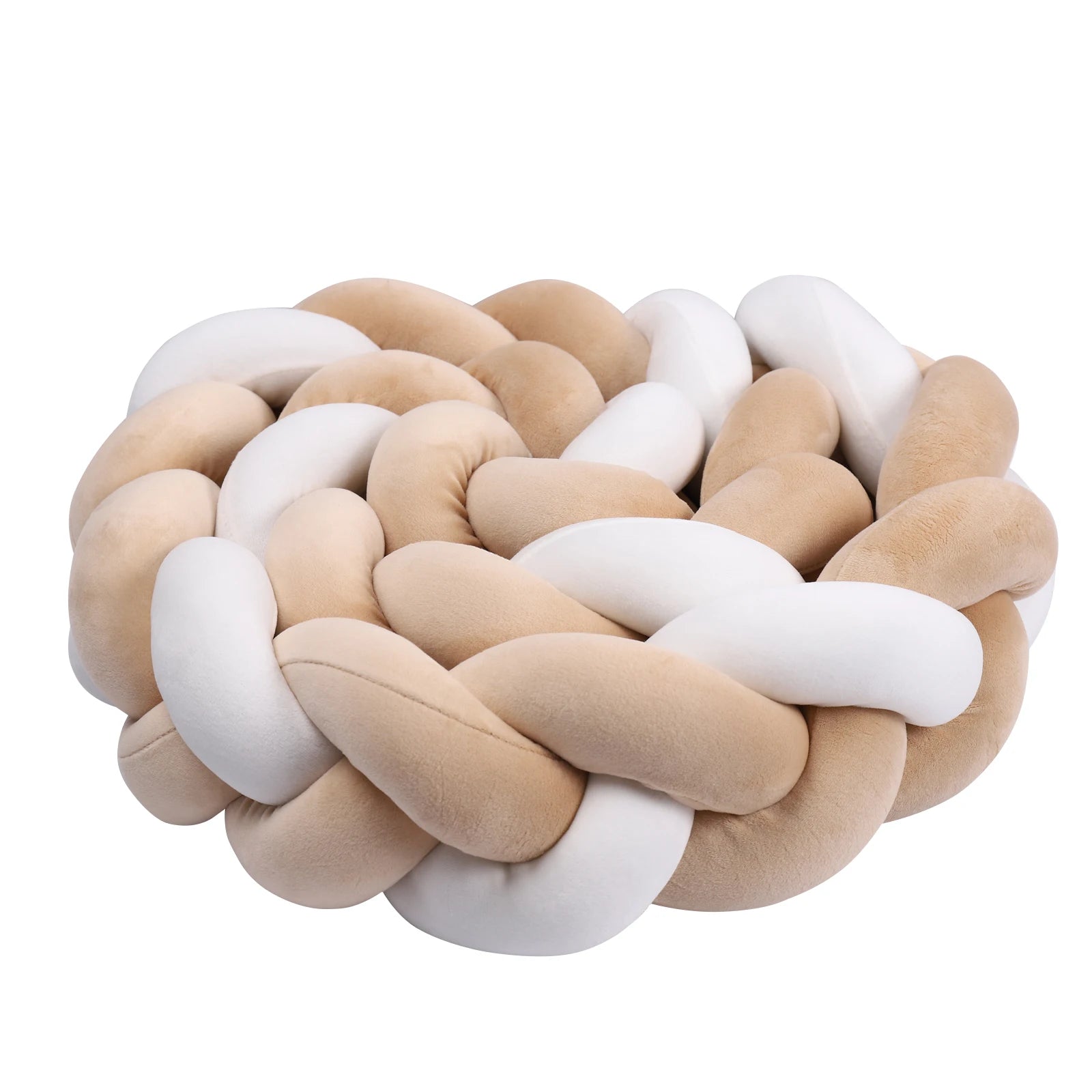 SMOVO Braid Bettumrandung in Beige/Weiß/Braun – 
dreifarbig geflochtener Babybett Bumper, 
zeitlos & geschlechtsneutral
