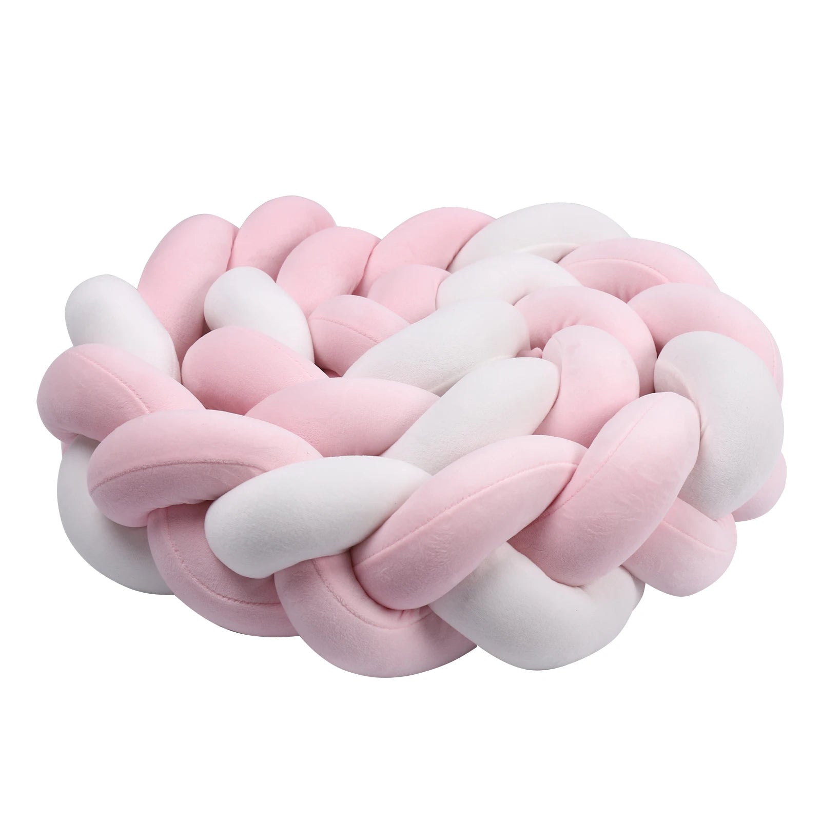SMOVO Braid Bettumrandung in Rosa/Weiß – 
zweifarbig geflochtener Babybett Bumper, 
ideal für Mädchen Kinderzimmer
